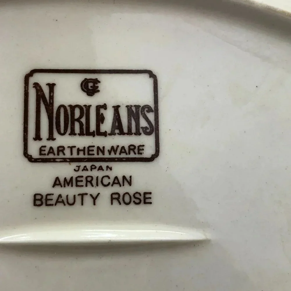 vintage NORLEANS eathware american beauty rose platter or serving bowl